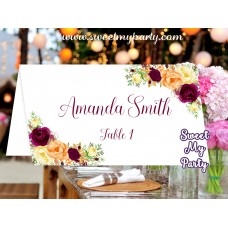 Burgundy Orange Place card,Burgundy yellow escort cards, (107a) Burgundy Orange Place card,Burgundy yellow escort cards, (107a)